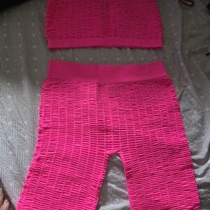 Feathers Hot Pink Textured Fabric
